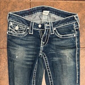 True Religion Women's Dark Blue Flare Jeans - 29.5” inseam